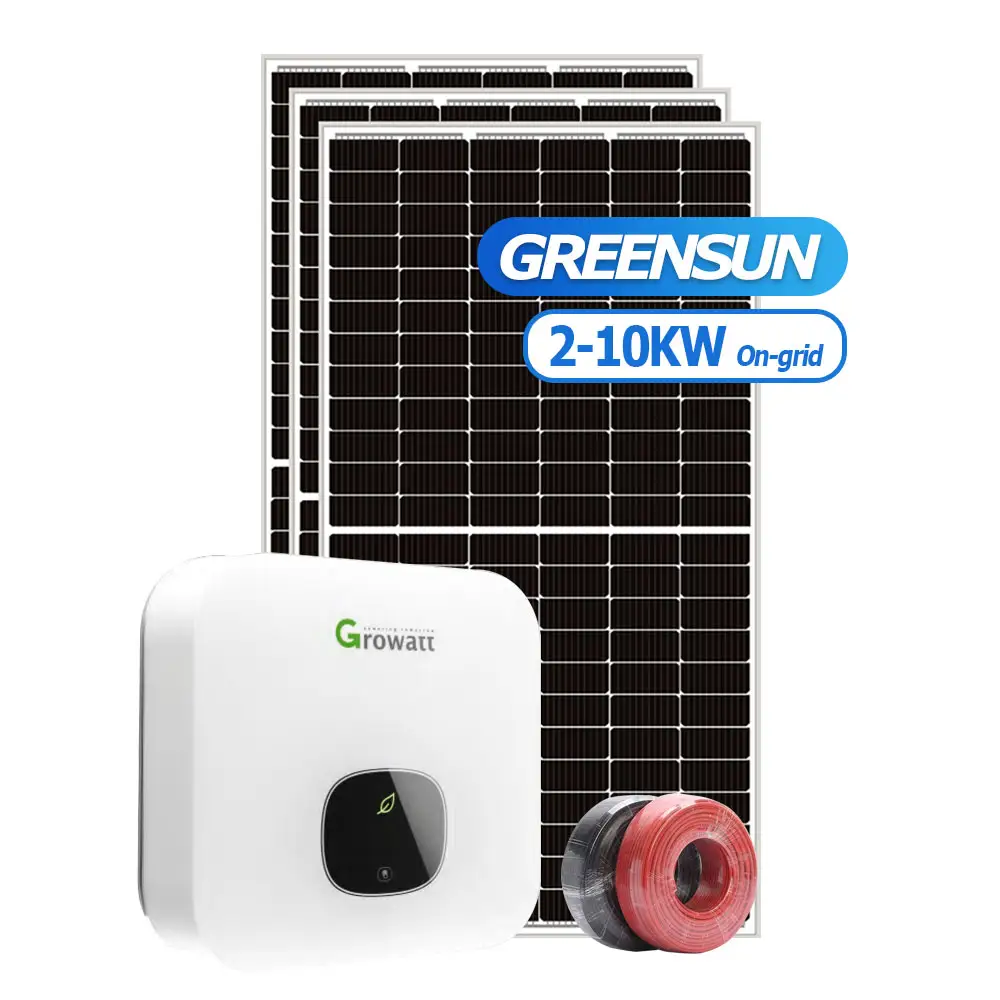 5000 W 태양 전지 패널 그리드에 5kw 태양 광 시스템 5000 와트 그리드 태양 광 인버터에 Growatt Greensun 브랜드와 풀 세트 키트