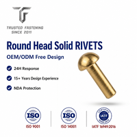 Rivets à tête ronde en laiton massif TianFang pour garnitures de vêtements, options de diamètre de tête et de longueur de tige personnalisables