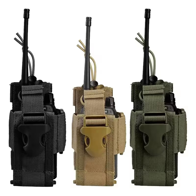 Adjustable Tactical Walkie-Talkie Pouch, Molle Nylon Radio & Pistol Storage Bag