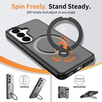 Coque de téléphone pour S26 S26+ S26 Ultra avec anneau rotatif à 360° compatible antichoc, fine et translucide en PC TPU