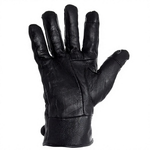 Gants de conduite unisexes en cuir noir, à doigts entiers, toutes saisons, en cuir véritable noir, compatibles avec les écrans tactiles - Product Image 4