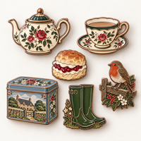 Broches personnalisées en émail pour les boutiques de thé, les cafés, les fêtes de jardin, les événements, les cadeaux et les collectionneurs