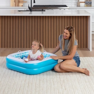 Piscine gonflable pour bébé avec poignée et tuyau de vidange, plancher souple, jouet aquatique d'été pour l'extérieur, cadeau de premier anniversaire pour garçons de 1 an - Product Image 2