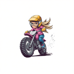 Camiseta de moto de cross para niñas con diseño de dibujos animados para niños y adolescentes - Product Image 3