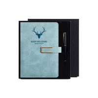 PQ Deer Head U-Buckle - Lot de 2 carnets cadeaux minimalistes en cuir personnalisés, journal à couverture rigide personnalisé, promotionnel vintage