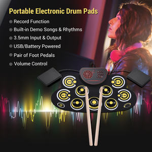 Roll-up Speaker <strong>Electronic</strong> <strong>Drum</strong> <strong>Set</strong> Soft Silicone <strong>Drum</strong> with Foot Pedals <strong>Drum</strong> Sticks - Product Image 4