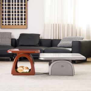 현대적인 매끄러운 계란 모양의 사이드 테이블 세트 내구성 안정성 나무 가구 대리석 마감 거실 컨버터블 티 테이블 - Product Image 3