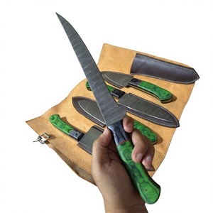 Juego de Cuchillos de Cocina de Acero de Damasco de 5 Piezas con Mango de Madera, Cuchillos de Chef de Hoja Recta, Hoja Pulida, Ambidiestros, Alta Calidad, 58-60HRC - Product Image 4
