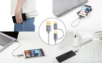 Câble USB 2 en 1 CableCreation, charge rapide 3A, micro USB et type C, cordon de synchronisation de données, nylon tressé, double connecteur