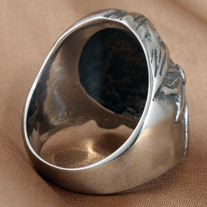 Skull Ring <b>Titanium</b> Steel Silver Men's Punk Eagle Design Casual Jewelry 213046 - Product Image 2