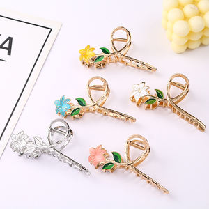 جديد تصميم زهرة شكل الشعر الديكور القرش الخلفي رئيس شعر مستعار لعمل تسريحة ذيل الحصان كليب المعادن الغردينيا أنيقة روز الزنبق النساء مشبك شعر - Product Image 3