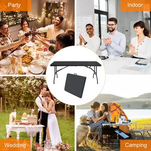 6ft Table with Detachable <b>Umbrella</b> Hole Poolside Versatility Table Pliante - Product Image 6
