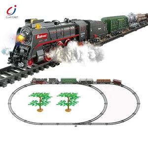 Chengji creativo DIY conjunto de vías de ferrocarril eléctrico modelo simulación inteligente tren clásico juguete con fumar - Product Image 1