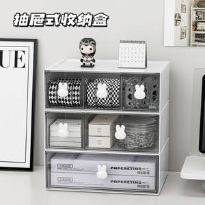 Office Organizer Transparent Drawer Storage Box With Compartments Stackable Desktop Student Stationery Holder Cabinet - Product Image 4