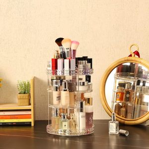 Factory Hot Sale Modern Square Diamond Cosmetic Storage Display Case Transparent 360 Rotating Acrylic <b>Makeup</b> Organizer - Product Image 4