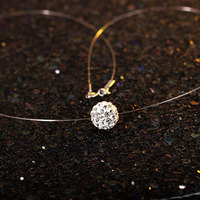 Zooying – collier de ligne de pêche Simple, invisible, transparent, chaîne de clavicule, vente en gros, collier court en zircon, larmes de sirène