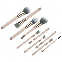 JLY OEM Nouveau Set de Pinceaux de Maquillage Professionnels pour le Visage, Manches Mat Nude et Poils Gris, 12 Pièces, Haute Qualité