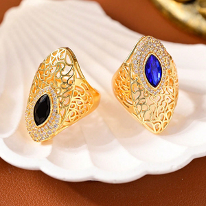 Anillo de Lujo Chapado en Oro con <span class=keywords><strong>Gema</strong></span>, Anillo Turco de Filigrana de Dubái con Circonita, Joyería Árabe para Mujer, Regalo de Boda - Product Image 6