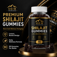 Gummies de Shilajit : Complément Alimentaire Pur de l'Himalaya pour Adultes, Améliore l'Immunité, 60 unités, Marque Privée, OEM, ODM, Fournisseur en Bouteilles