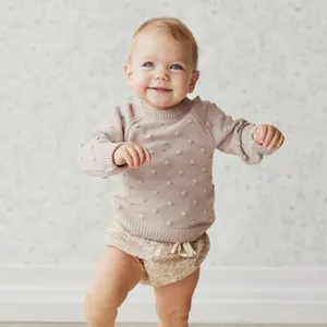 לוגו מותאם אישית suretes bebe 100% סוודר בייבי כותנה אורגנית סרוג עיצוב פעוט באבי צ 'אנקי לסרוג תינוק