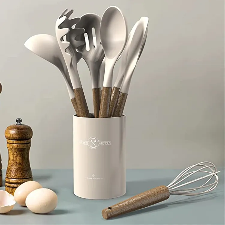 Wholesale Kitchenware 100% Eco-friendly Cooking Tools Kitchen Accessories Non-Stick 9 Pieces Silicone Kitchen Utensils Set