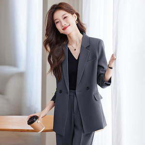 Women's Professional Two Piece Suit Set Solid Color Polyester Anti-Wrinkle Casual Wear For Spring Autumn - Product Image 3