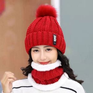 High Quality 3D Embroidery Thickened Neck Warmer Pom Pom Winter Beanie <b>Hat</b> and Scarf Set Unisex <b>for</b> Business & Travel - Product Image 3