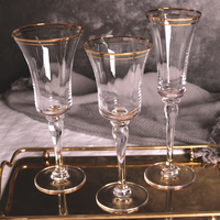 Vente flash : Collection de verres à vin à double bordure dorée personnalisés avec logo, en cristal soufflé à la bouche, élégants pour le champagne, ensemble de gobelets