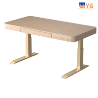 Table basse électrique réglable à finition grain de bois moderne Ascenseur à double moteur Portée de 380 à 840mm Capacité de charge de 120kg Assemblage facile