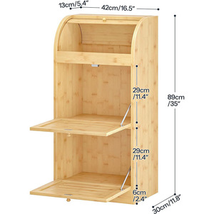 Caja de pan de bambú Zhenlong de 89 cm de altura con tapa y estante para almacenamiento en la cocina - Product Image 1