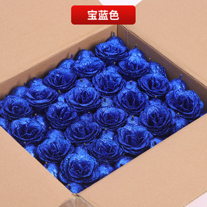 Prix d'usine, rose artificielle scintillante de 7 cm, tête de rose décorative pour bouquets de fleurs, cadeau pour la Saint-Valentin - Product Image 4