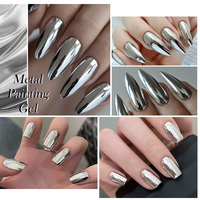 LILYCUTE 7ml Gel Métallique Chrome Argent Brillant Effet Miroir Ultra Personnalisable Sans Résidu pour Nail Art
