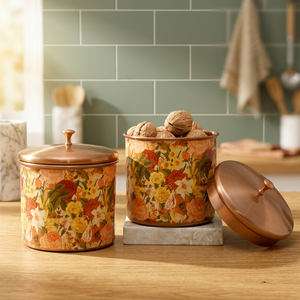 Floral Food <b>Container</b> With Lid Round <b>Storage</b> Jar Bohemian Design For <b>Kitchen</b> Use - Product Image 3