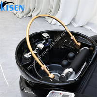 Salon de coiffure de beauté de luxe équipement de salon complet électrique tête de spa cascade lavage des cheveux chaise de massage shampooing lit avec vapeur