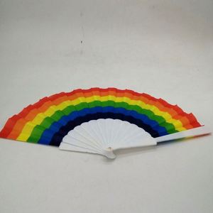 Abanico de Mano Plegable de Plástico Blanco con Diseño de Arcoíris Personalizado para Fiestas, Festivales y Cumpleaños - Product Image 5