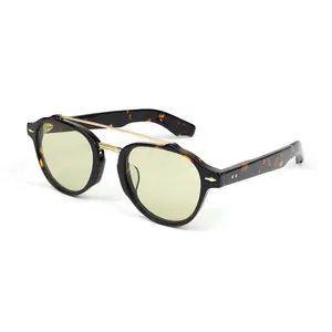 2024 Top Selling Trendy Double Bridge Sunglasses Luxury Polarized Women Men Acetate Sunglasses Custom Logo
