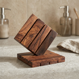 Posavasos de Madera de Mango Sostenible Hechos a Mano, Estilo Clásico, 5mm de Grosor, Juego de 4 Accesorios para Mesa - Product Image 1