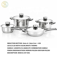 Lot de 16 ustensiles de cuisine à induction en acier inoxydable à bord large pour la cuisine domestique