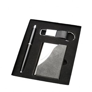 Wholesale Geometry Business <b>Gift</b> <b>Set</b> Stainless Steel Business Card Holder Metal Keychain Stylish Personalized Signature Pen <b>Set</b> - Product Image 1
