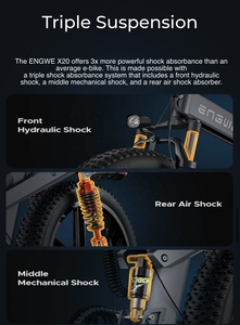 UE EE. UU. Almacén 20 pulgadas Fat Tire Bicicleta eléctrica plegable <span class=keywords><strong>1000W</strong></span> (pico) 93 millas Triple SUSPENSIÓN COMPLETA E-bike plegable X20 - Product Image 6
