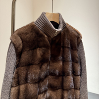 Premium Purple Label Nerzwolle Kaschmir Strickpelzmantel Luxuriöse Winterjacke mit Doppelreihigem Verschluss Polyester-Futter