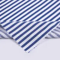 Yeni moda mavi ve beyaz çizgili ipliği boyalı renkli şerit dokuma challis pamuk düz kumaş