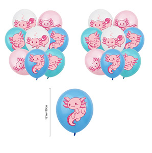 Ensemble de décorations pour fête d'enfants Axolotl, ballons joyeux anniversaire, décoration de gâteau, fournitures pour 1er anniversaire pour garçons et filles, thème salamandre - Product Image 2