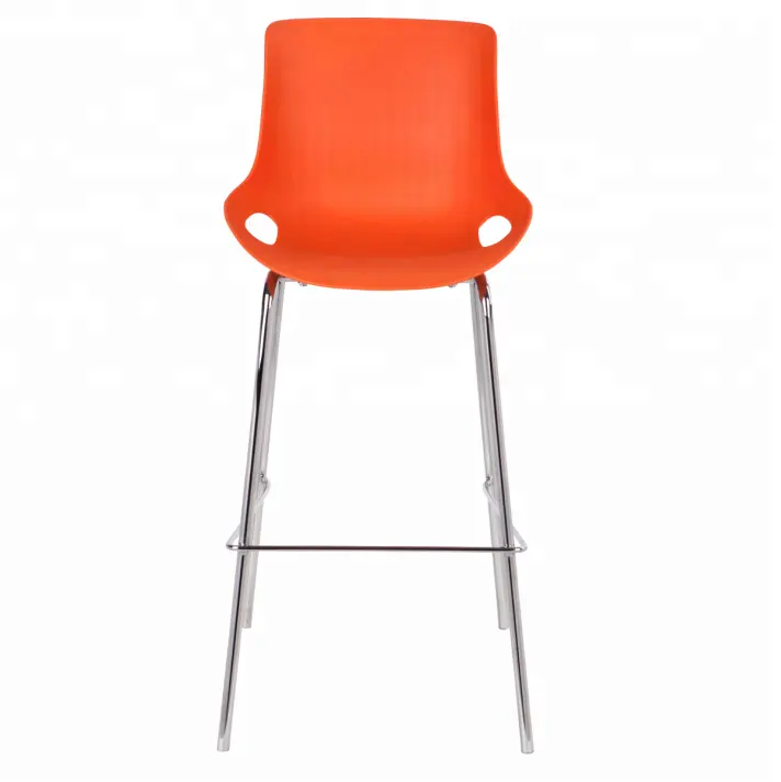 Обеденный барный стул, пластиковый хромированный барный стул с открытой спиной, высокой спинкой, для сада, отеля, лобби, входной стол, барный стул