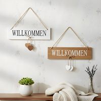 Lot de 2 Panneaux de Bienvenue en MDF, Cœur en Bois, Décoration Murale pour Porte de Ferme, Décoration de Porte, Décoration de Bienvenue