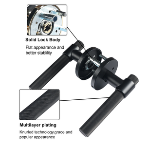 Entrada Pasaje clásico Interior moderno Manija de puerta de entrada de lujo Manija de puerta moleteada negra mate - Product Image 2