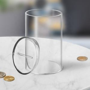 卸売ラウンドアクリル寄付チャリティーボックス透明クリアコインシリンダーアクリル貯金箱貯金箱 - Product Image 2