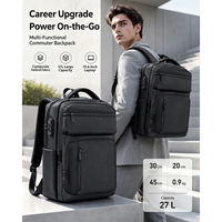Sac à dos pour ordinateur portable de bureau urbain, imperméable, en tissu Oxford, avec bretelles rembourrées confortables, fermeture sécurisée par mot de passe, 27L, pour les affaires