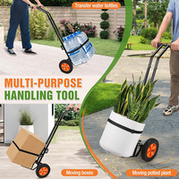 Chariot à plantes en métal avec bras de préhension réglable et chariot à roulettes avec revêtement en poudre pour le déplacement de pots de jardinage en intérieur/extérieur