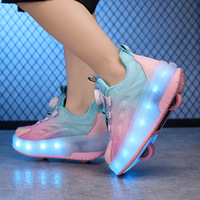 Chaussures de patin à roulettes lumineuses à LED pour enfants avec roues rétractables Chaussures de patinage sur glace pour enfants pour garçons Équipement de sport d'été